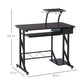 Computer Desk with Display Stand, Keyboard Tray Drawer and Host Box Shelf, Brown dimesions