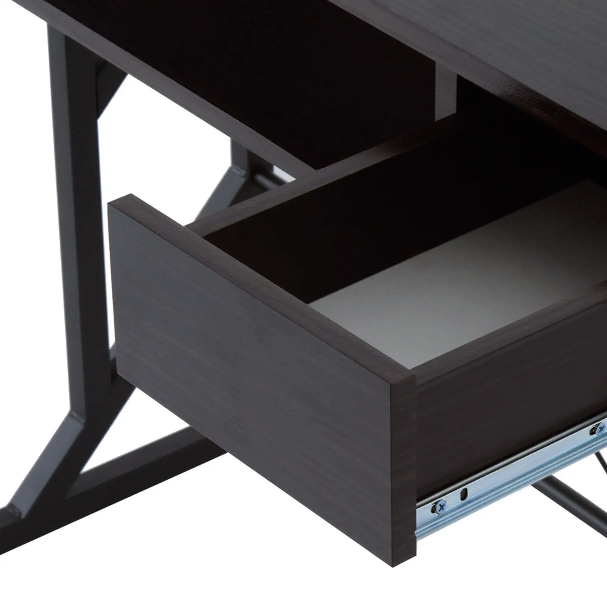 Computer Desk with Display Stand, Keyboard Tray Drawer and Host Box Shelf, Brown drawer detail