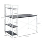Computer Desk with Storage Shelves on Left or Right, Black and White dimensions