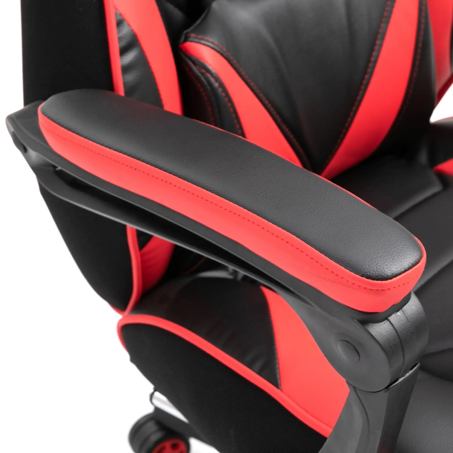 Computer Gaming Chair, Racing Desk Chair with Lumbar Support and Footrest, Red armrest