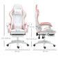 Computer Gaming Chair with Footrest, Swivel Task Chair, Lumbar Support Pink dimensions