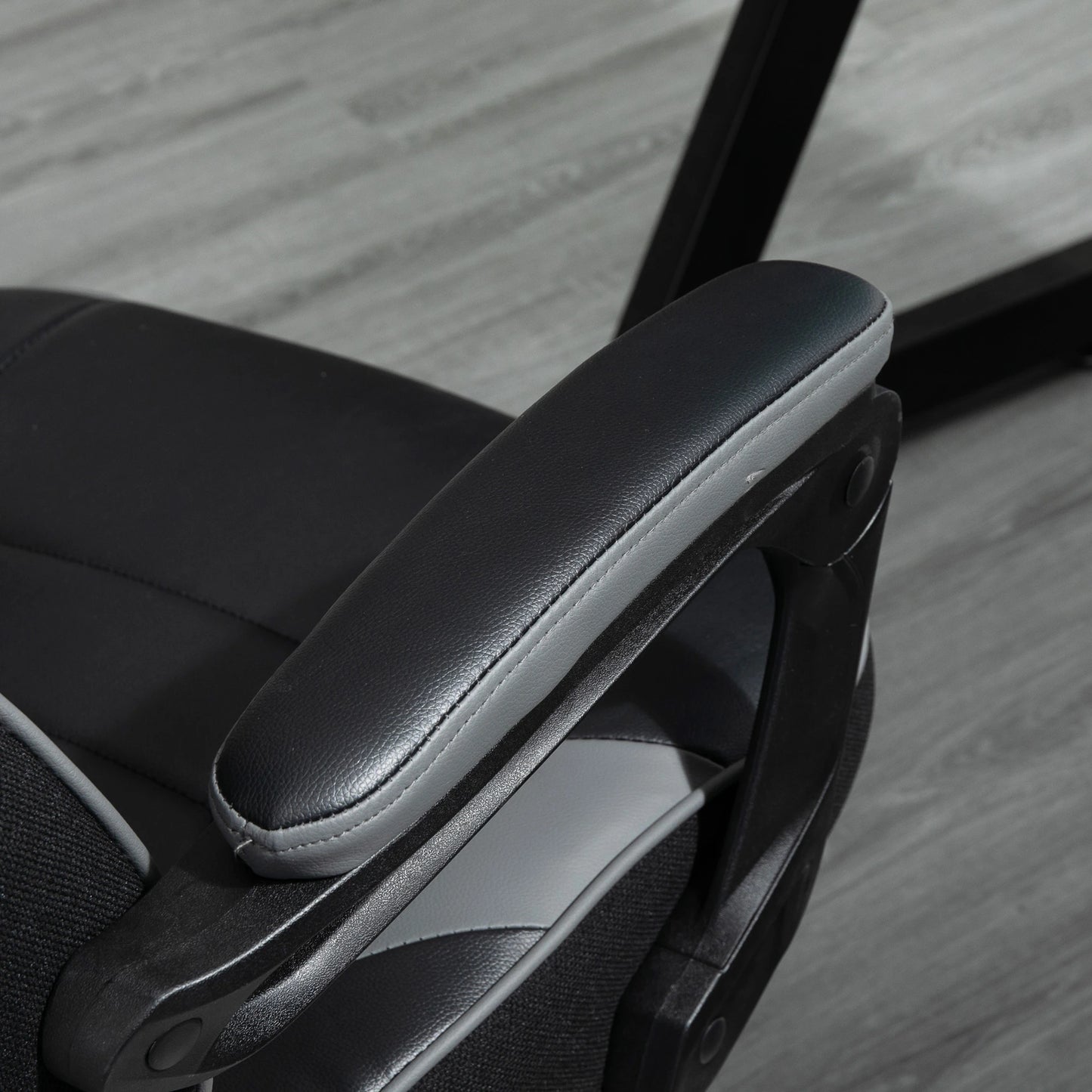Computer Gaming Chair with Lumbar Support and Footrest, Grey armrest