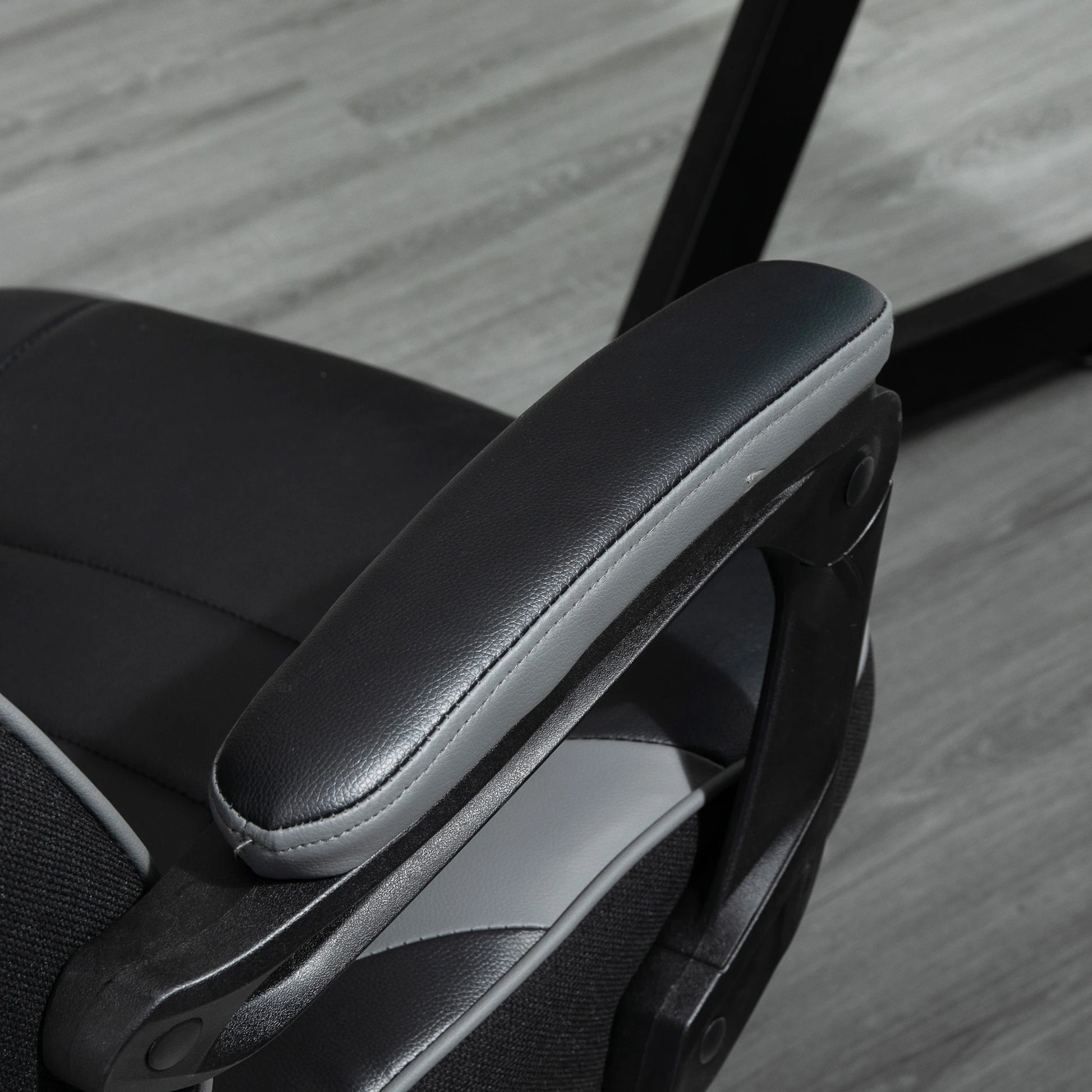 Computer Gaming Chair with Lumbar Support and Footrest, Grey armrest