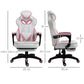 Computer Gaming Chair with Lumbar Support and Footrest, Pink dimensions