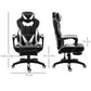 Computer Gaming Chair with Lumbar Support and Footrest, White dimensions