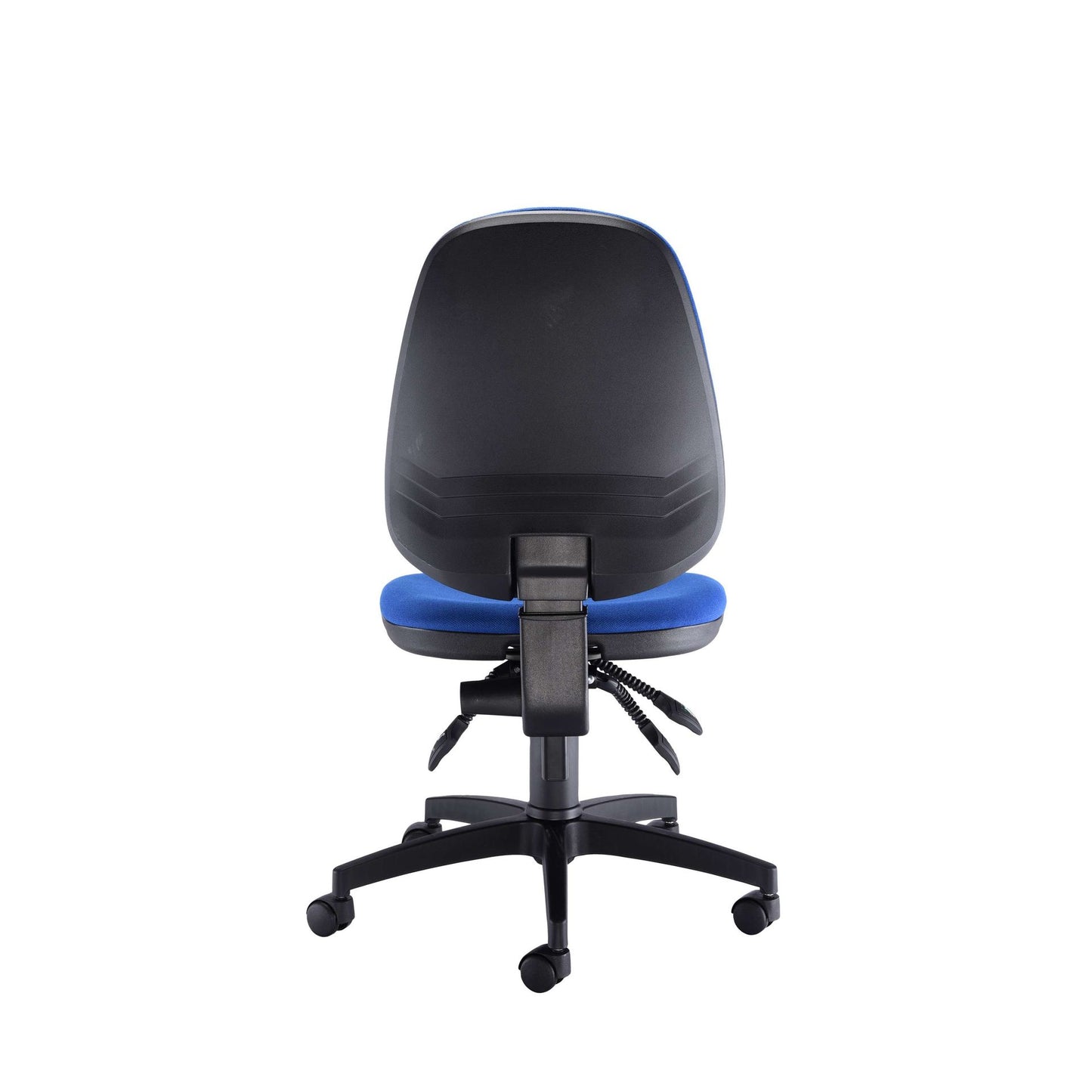 Blue office chair with blue seat on a white background
