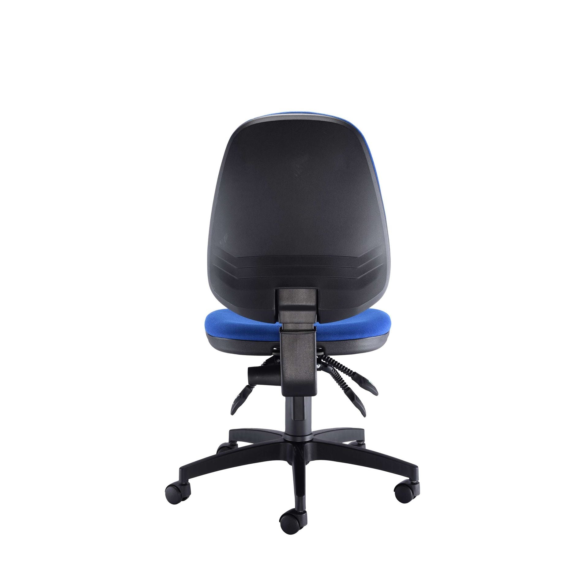 Blue office chair with blue seat on a white background