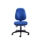 Blue office chair with black base on a white background