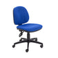 Blue office chair with black base on a white background
