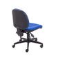 Blue office chair with black base on a white background