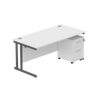 Core Desk & 2 Drawer Bundle in White against a checked background.
