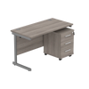 Wooden office desk with a cabinet on a white background