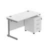 Core Desk & 3 Drawer Mobile Under Desk Pedestal in White