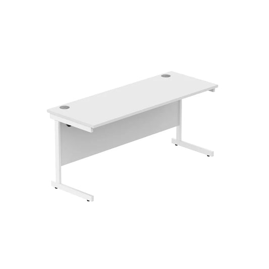 White office desk with white legs on a white background