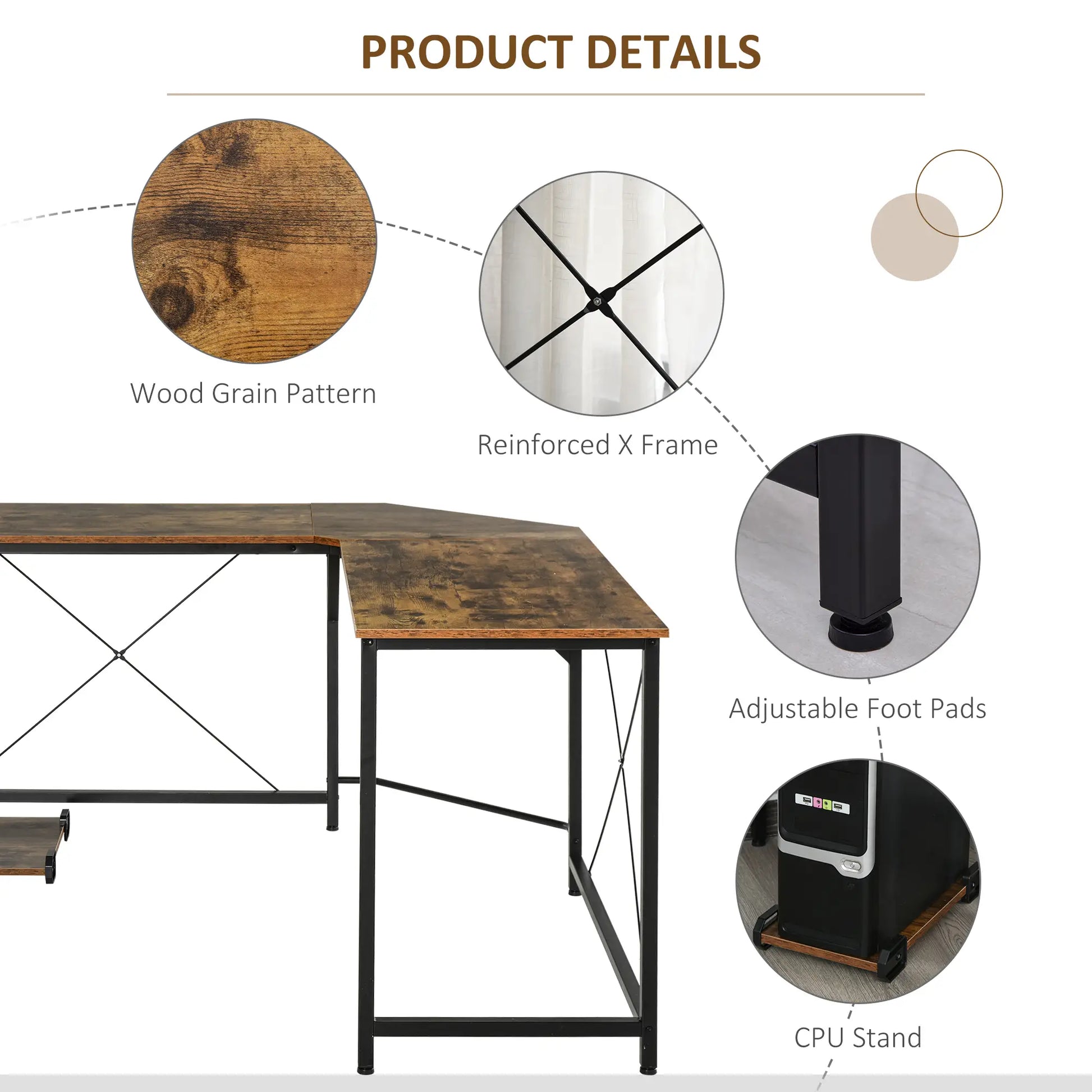 Corner Gaming Desk L-Shape Computer PC Workstation product details