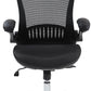 Black mesh office chair with chrome base on a white background