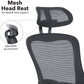 Mesh headrest on an office chair with adjustable feature highlighted