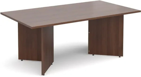 Wooden office desk on a white background