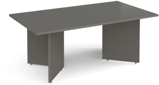 Gray office desk on a white background