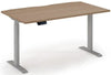 Wooden desk with silver legs on a white background