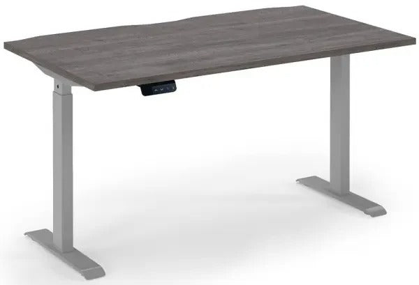 Gray adjustable desk on a white background