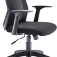A contemporary mid back mesh chair with black swivel base and armrests, suitable for office use.