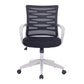Black office chair with mesh backrest on a white background