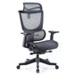 Elise black mesh back operator chair with headrest and black mesh seat, featuring a breathable design and an integrated lumbar mechanism.