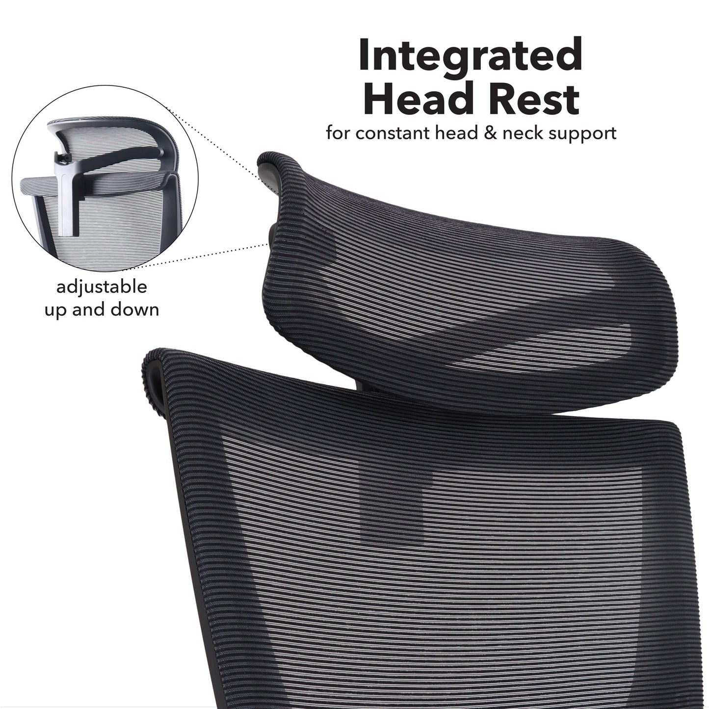 Elise Mesh Back Operator Chair head rest detail. 