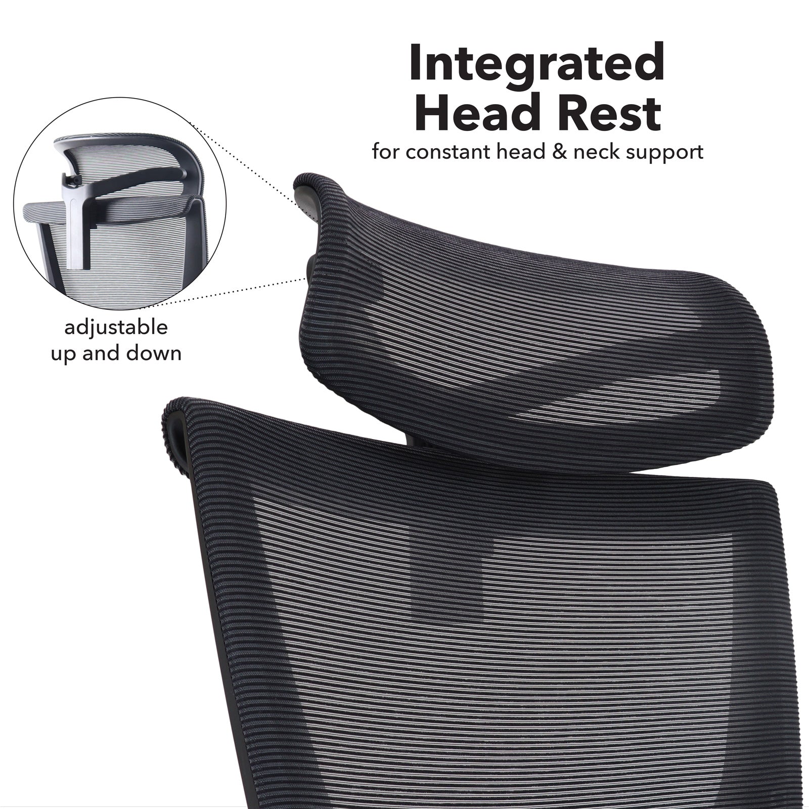 Elise Mesh Back Operator Chair head rest detail. 