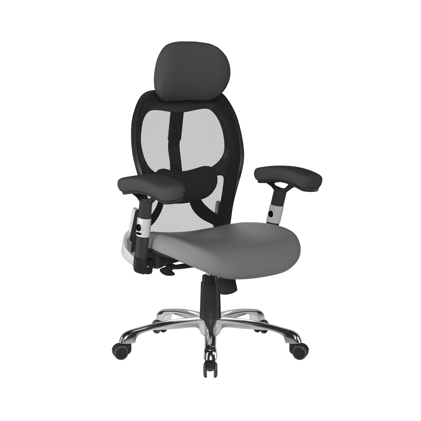  luxury mesh back executive chair is certified for 24 hour use and is packed with features. with a breathable seat pad, contour curved mesh backrest with stylish black and satin back shell,