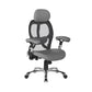 Gray office chair with mesh back on a white background