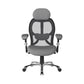 Gray office chair with mesh back and high backrest on a white background