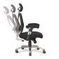 Black office chair with adjustable features on a white background