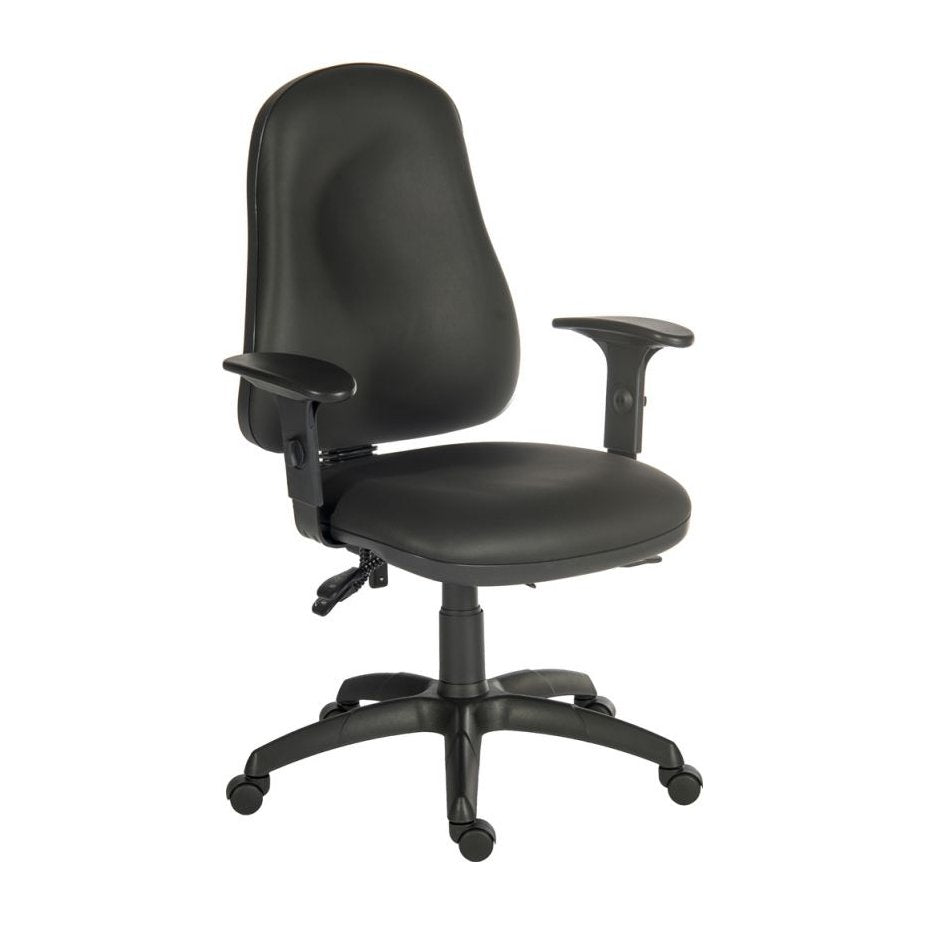 Ergo Comfort PU Chair - 24 Hour Usage in black.
