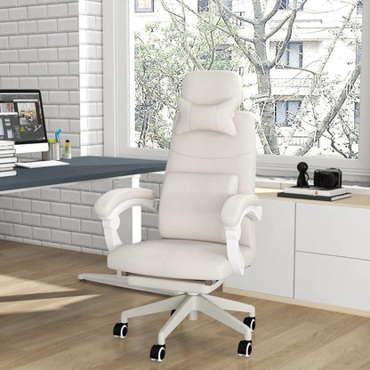 Ergonomic Office Chair, High Back Fabric Work Chair with 160° Reclining Backrest in cream