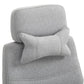 Gray upholstered chair with a matching pillow on a white background