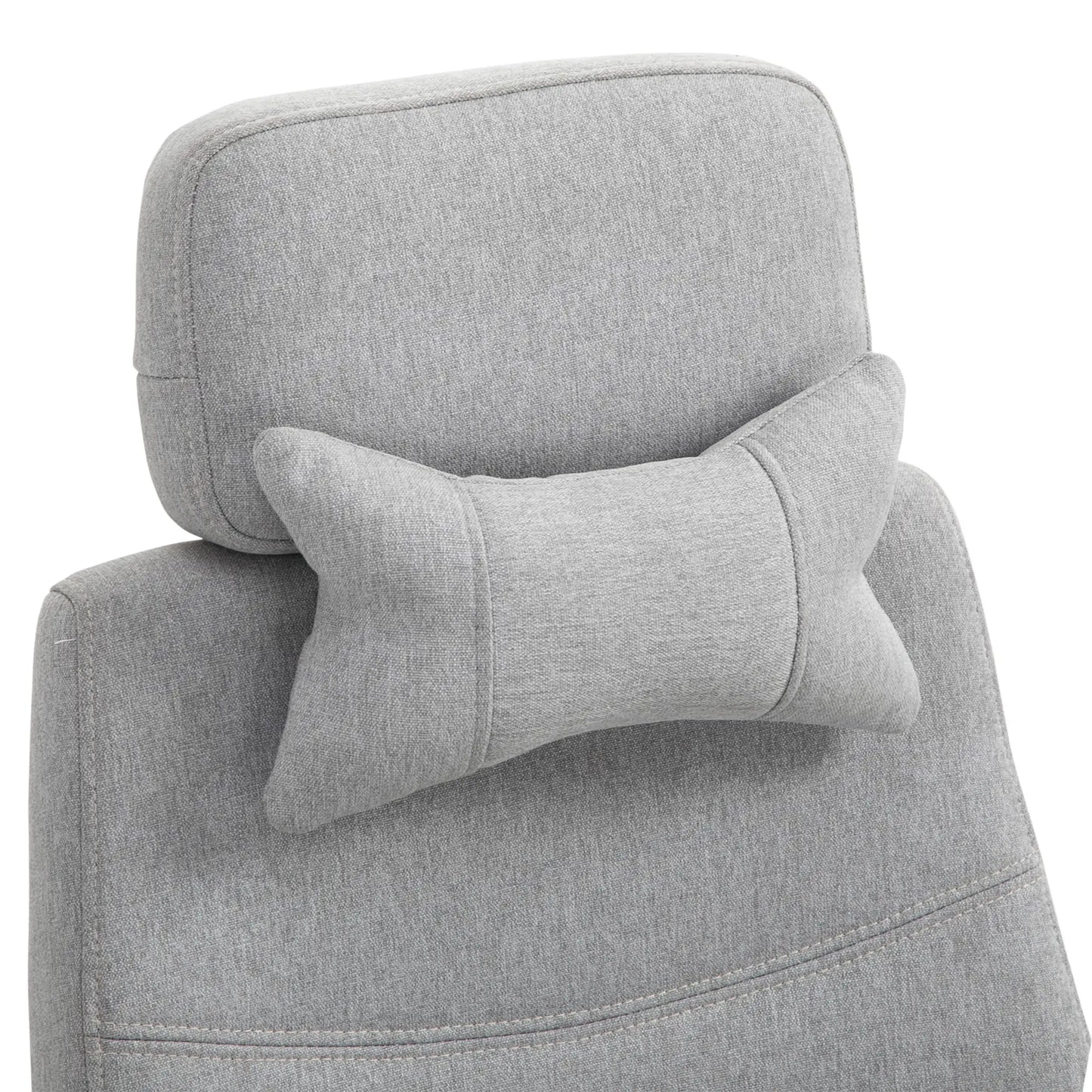 Gray upholstered chair with a matching pillow on a white background