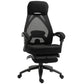 Black office chair with mesh back on a white background