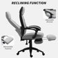 Ergonomic office chair with reclining function, adjustable armrests, and retractable footrest on a white background.
