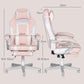 Faux Leather Reclining Gaming Chair, with Footrest - Pink/White dimensions