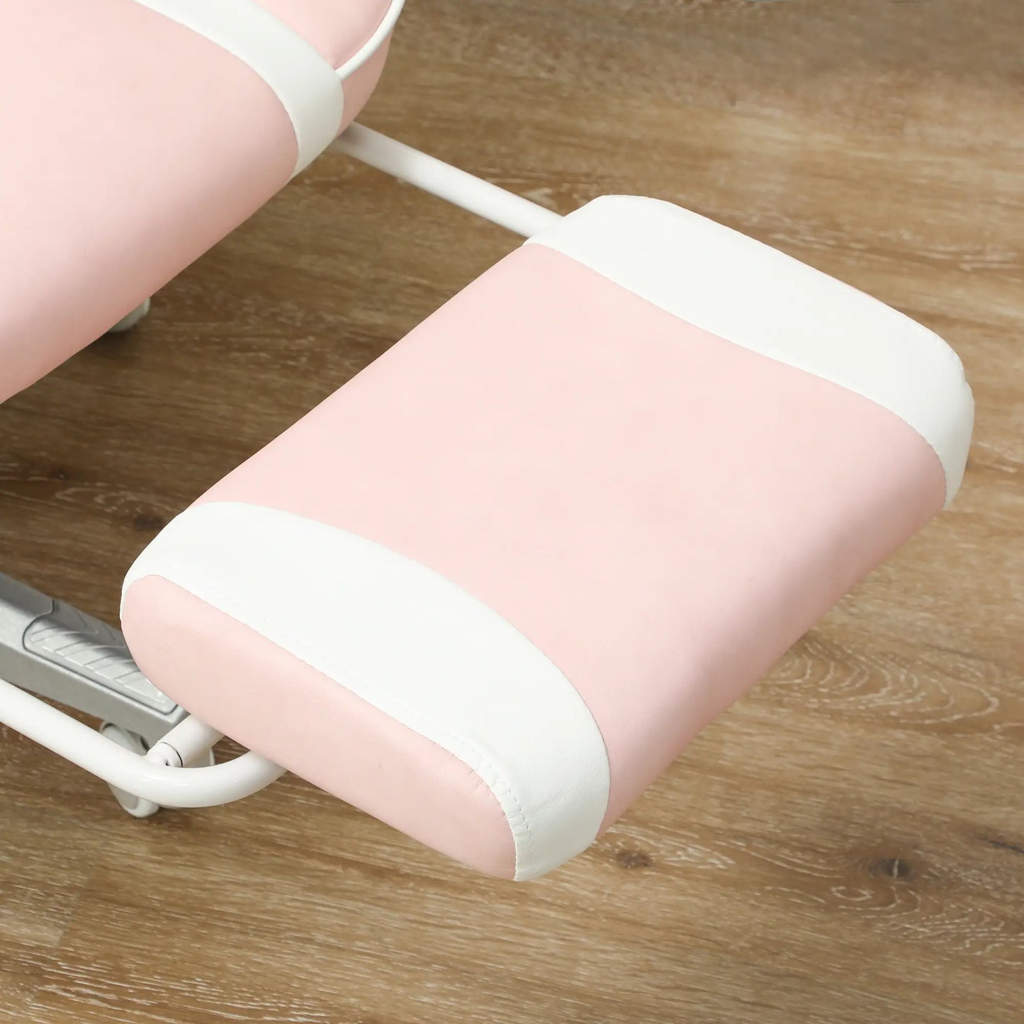 Faux Leather Reclining Gaming Chair, with Footrest - Pink/White 