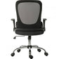 Black office chair with mesh backrest on a white background