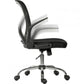 Black office chair with wheels on a white background