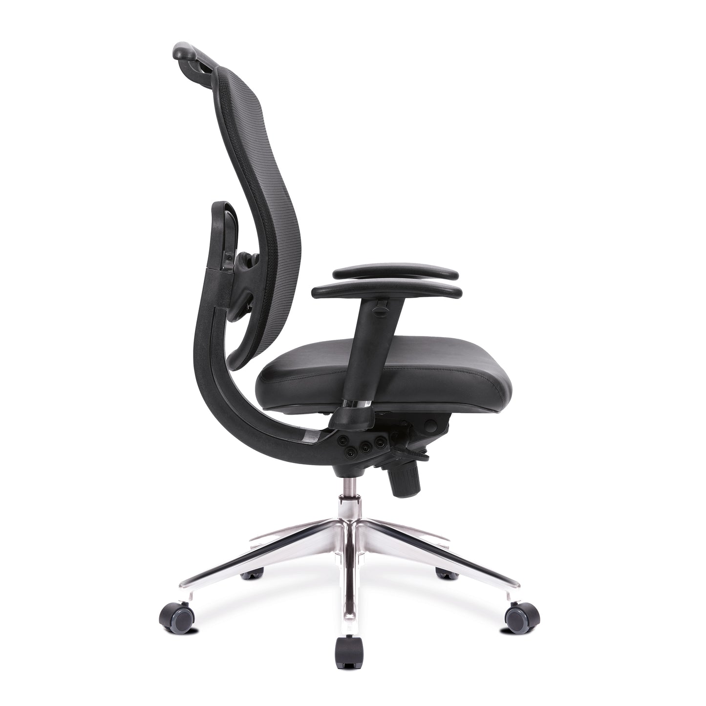 Black office chair with a white background