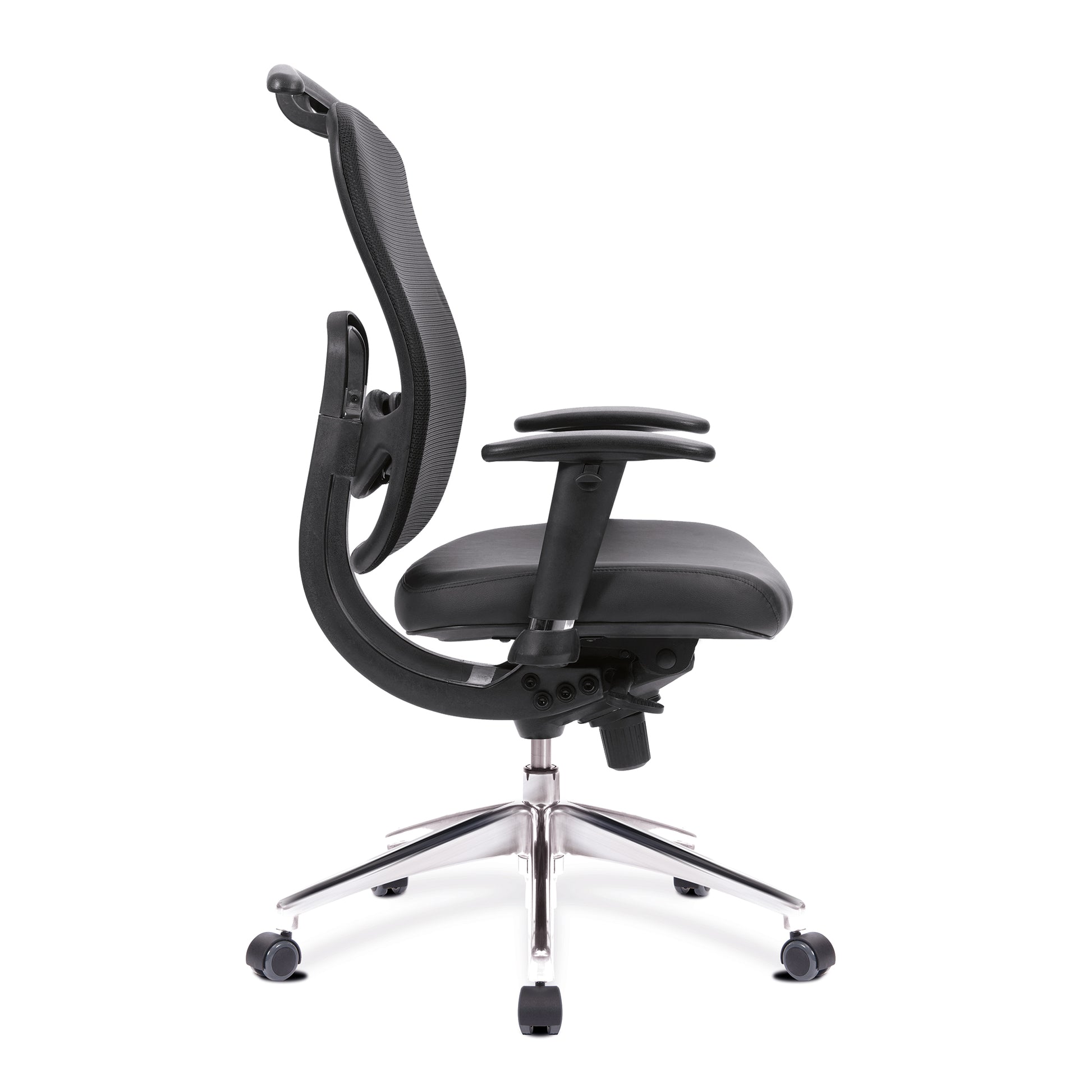 Black office chair with a white background