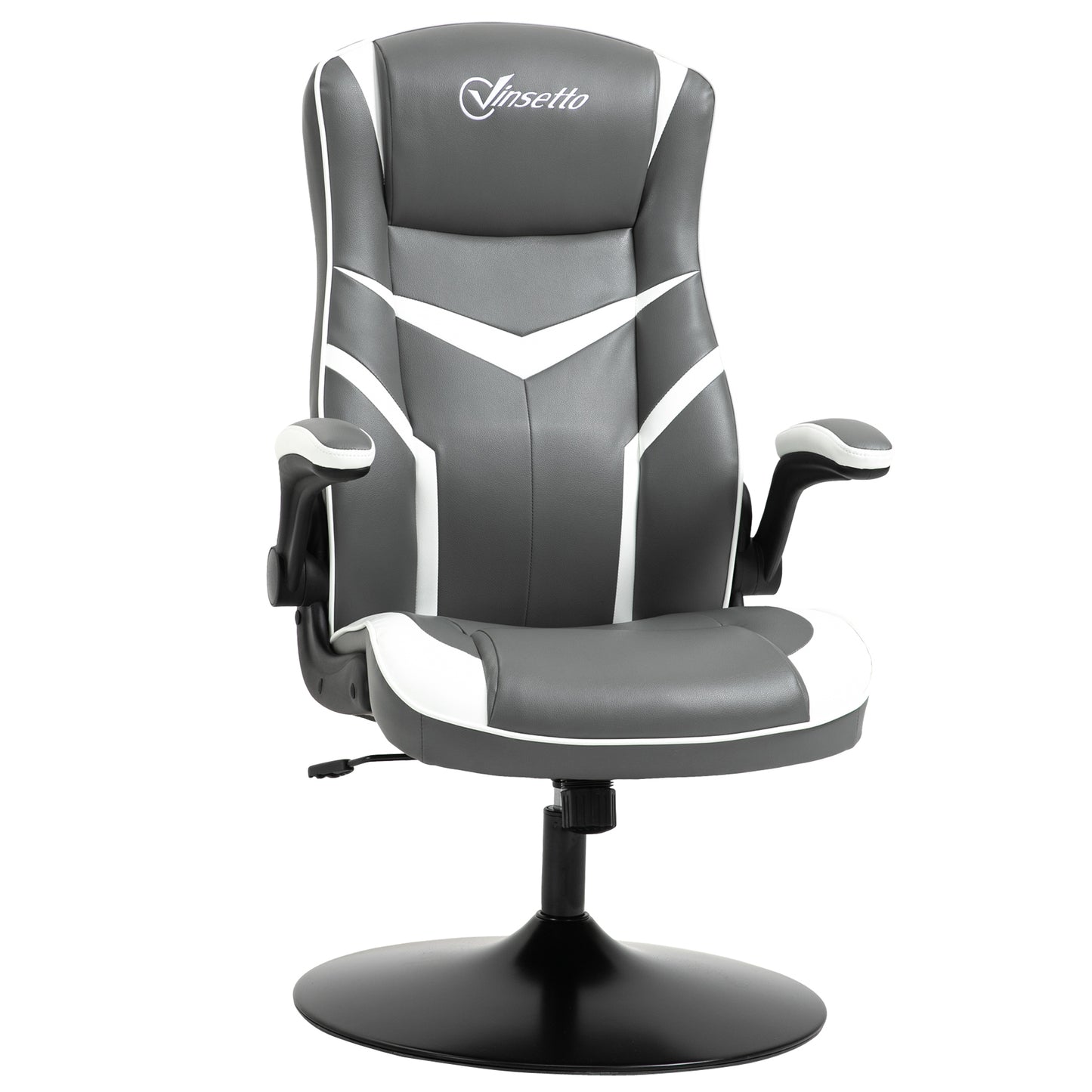 Gaming Chair Ergonomic Computer Chair with Adjustable Height, Grey against a white background