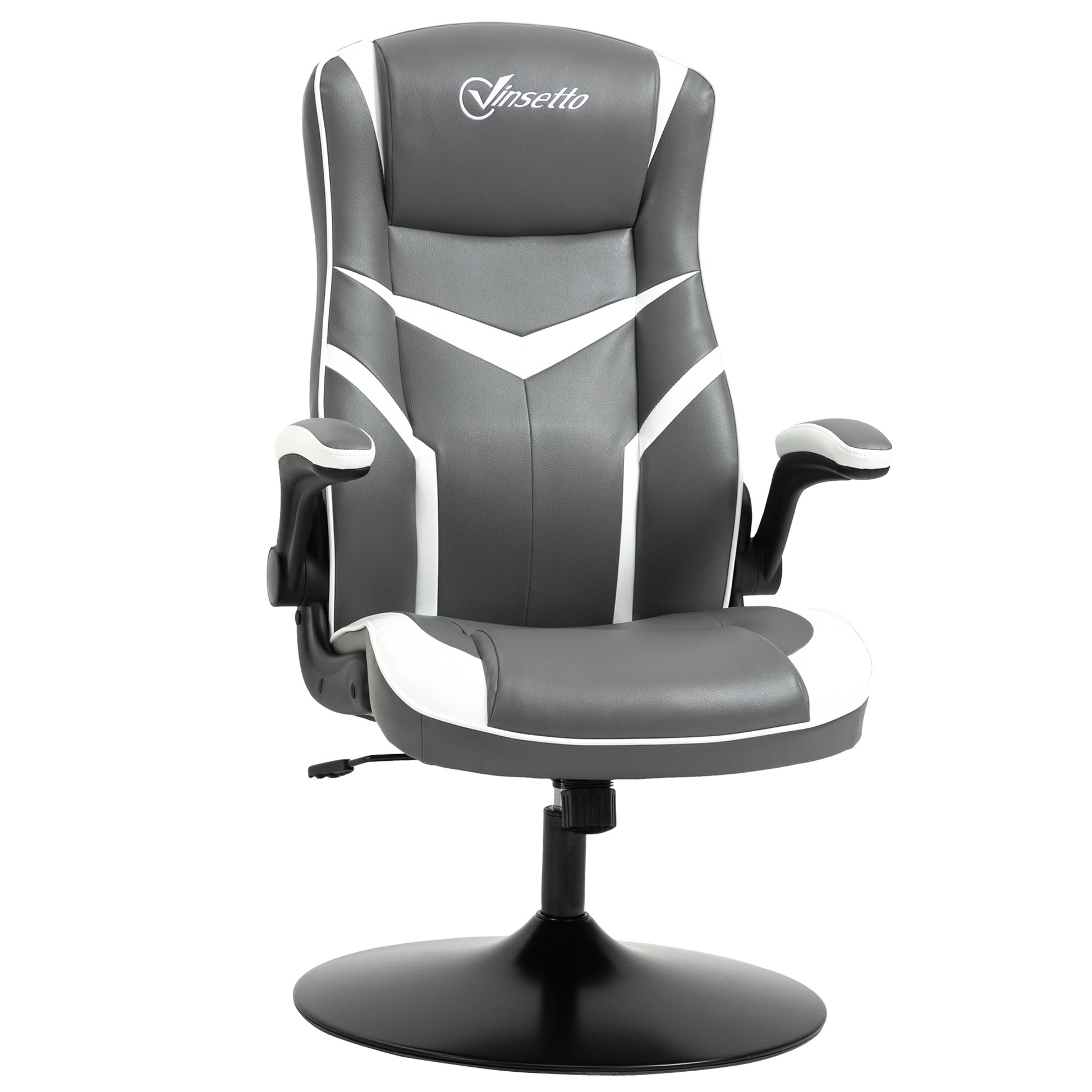Gaming Chair Ergonomic Computer Chair with Adjustable Height, Grey against a white background