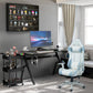 Gaming Desk with Carbon Fibre Surface, Headphone Hook, Controller Rack, Black