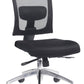Black office chair with mesh backrest on a white background